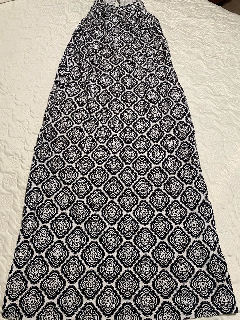 Boden Black and White Geometric Maxi Dress